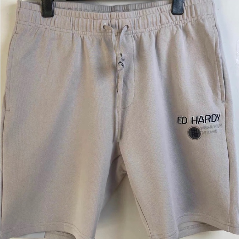Ed Hardy Gray Athletic Shorts with Elastic Waistband